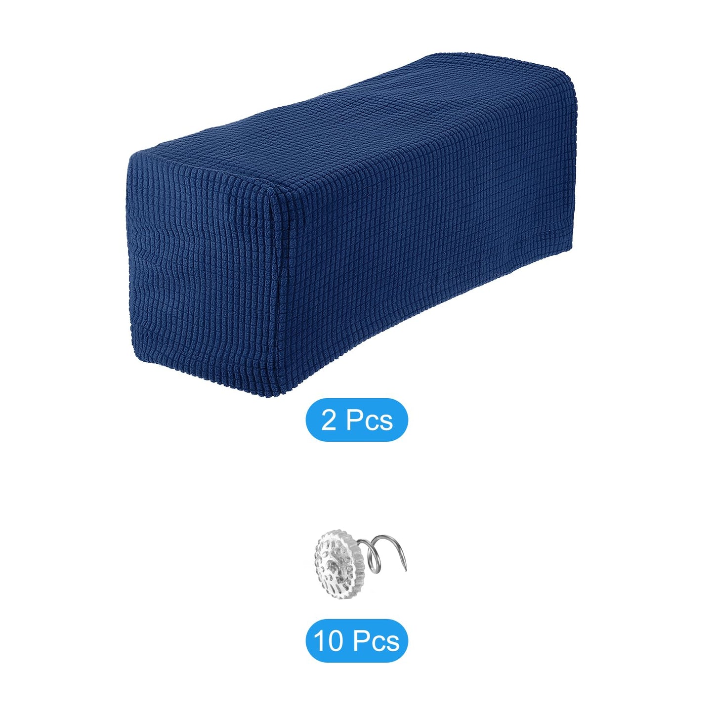 sourcing map 2pcs Stretch Armrest Covers for Chairs/Sofas, Couch Arm Covers with Twist Pin, Furniture Protector Slipcovers Navy Blue