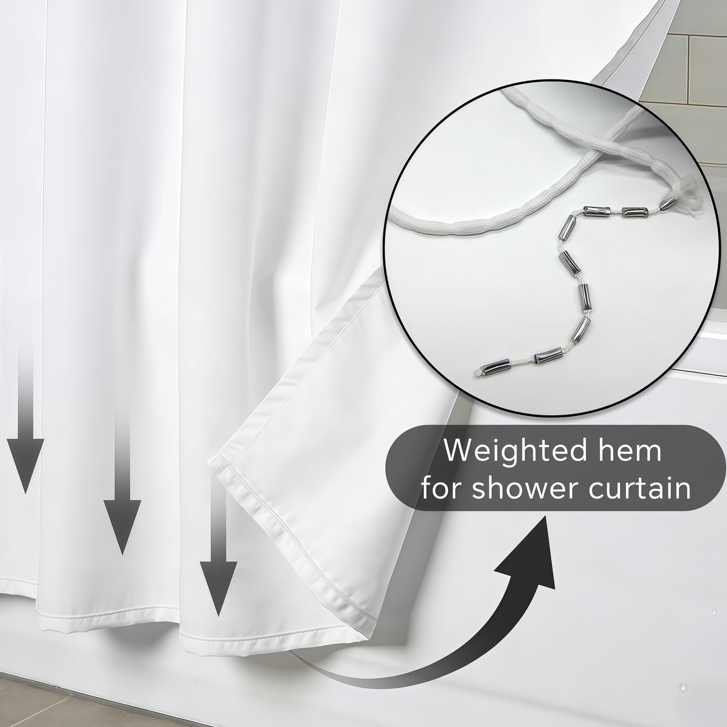 FAIRYGATE White Shower Curtain, 180 x 180 cm