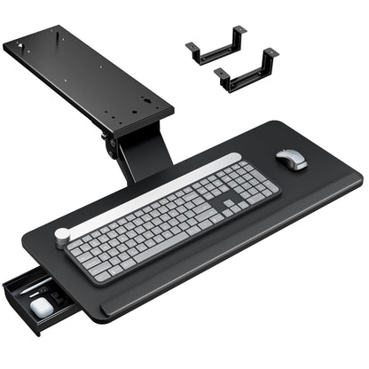 PEGZONE Under Desk Keyboard Tray with Storage Drawer