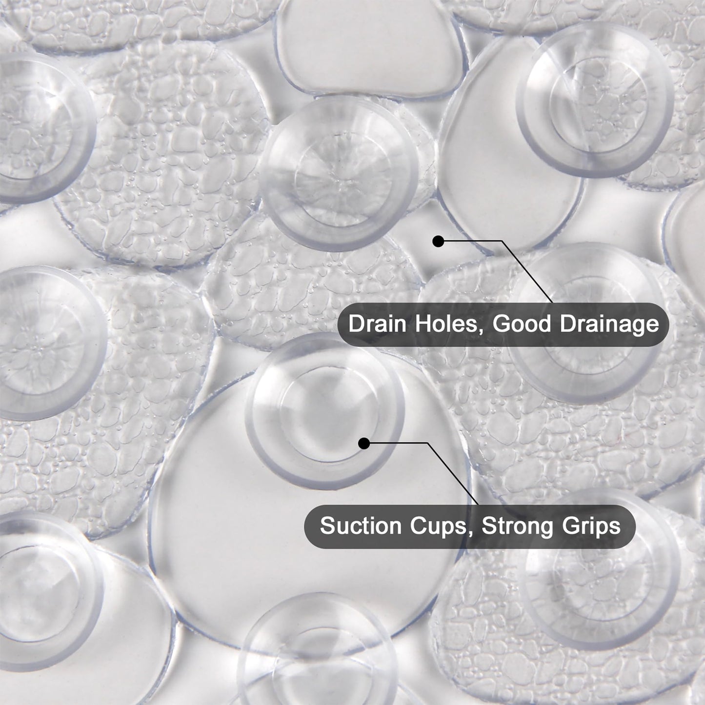 WELTRXE Non Slip Bath Mats for Inside Bath, 69 x 36 cm Clear Pebble Bath Mat Non Slip Anti Mould, Anti Slip Shower Mat