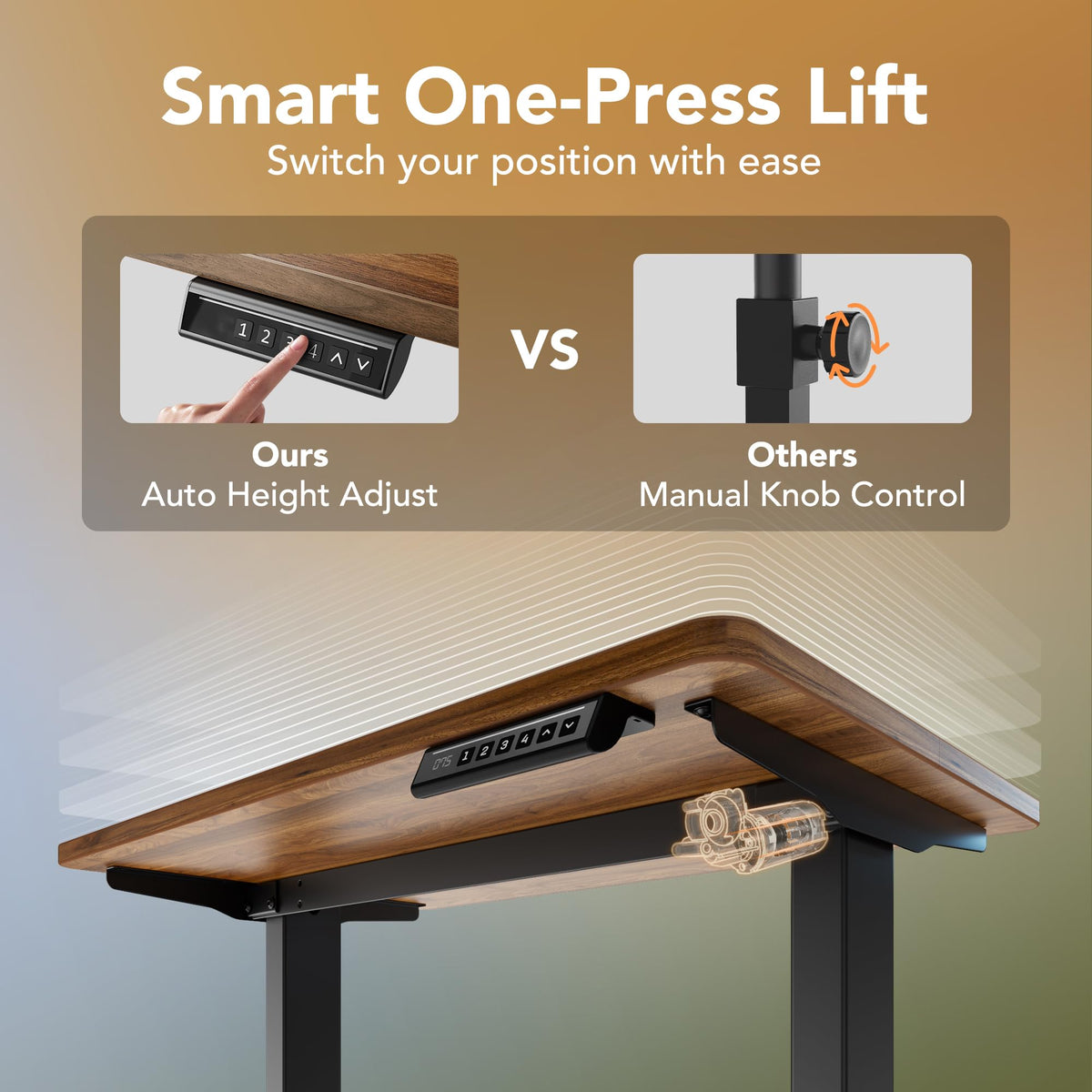 HUANUO Standing Desk 120x60cm mit 4 Memory height settings