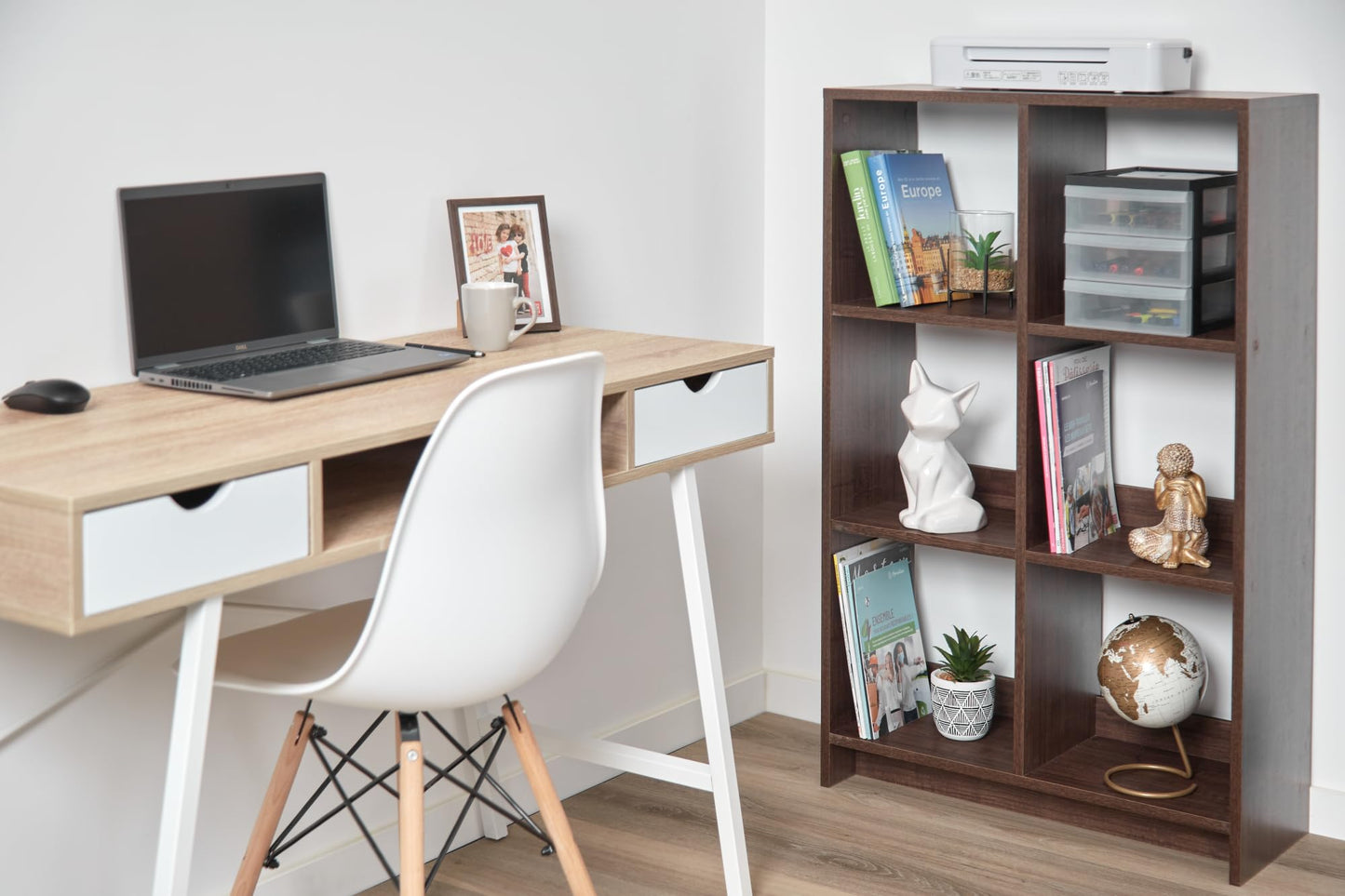 Iris Ohyama,Wooden Open Shelf, 6 Cube storage unit, Organiser, Modern design, Living room, Bedroom, Study room,WOS-6 - Brown