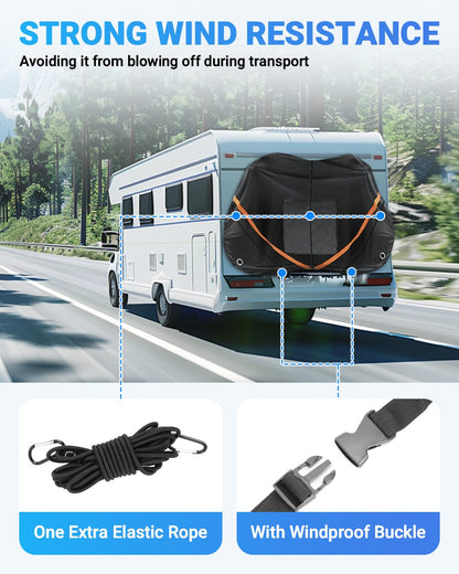 SUPAREE 3 Bikes Bicycle Covers Outdoor Storage Bike Cover Waterproof Bike Covers for Transport 3 Bikes 420D Oxford Heavy Duty for Motorhome Caravan