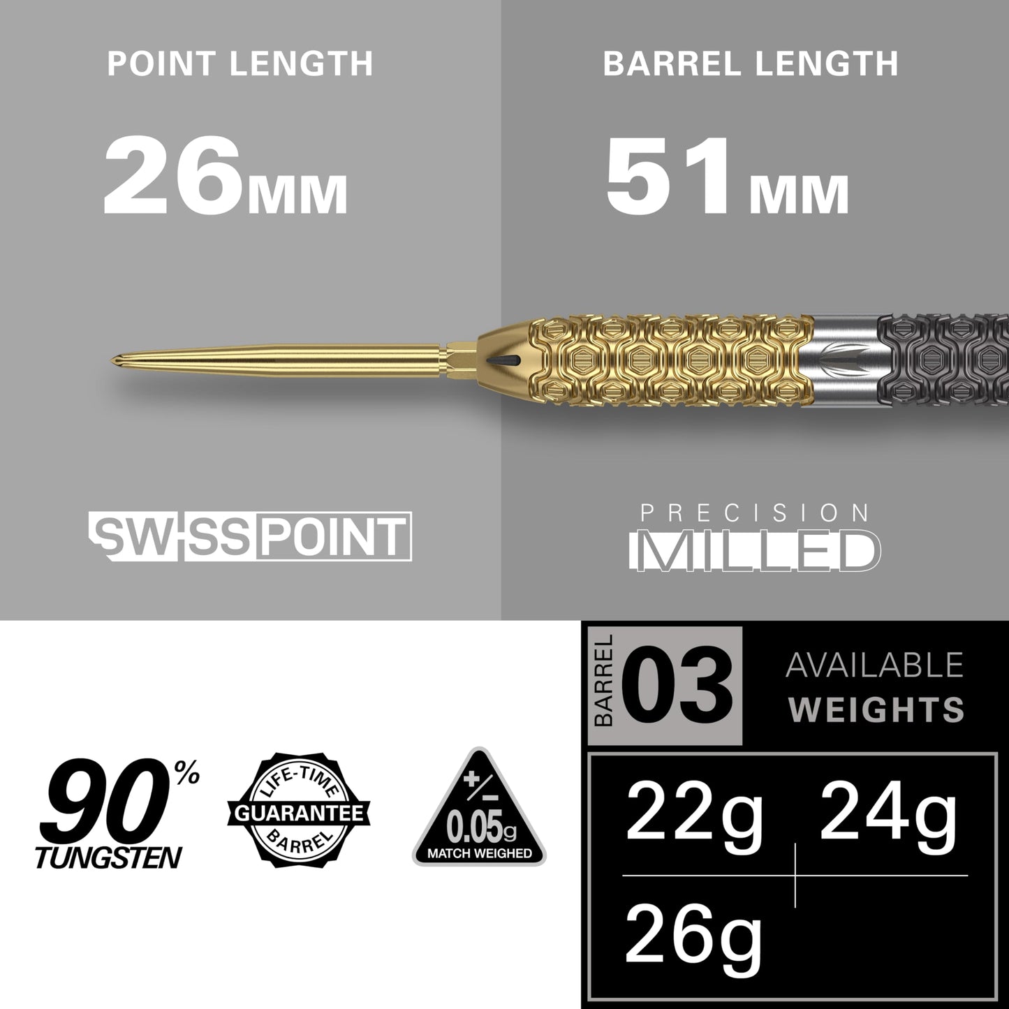 TARGET Darts Cult Envy 03 26G 90% Tungsten Swiss Point Steel Tip Darts Set