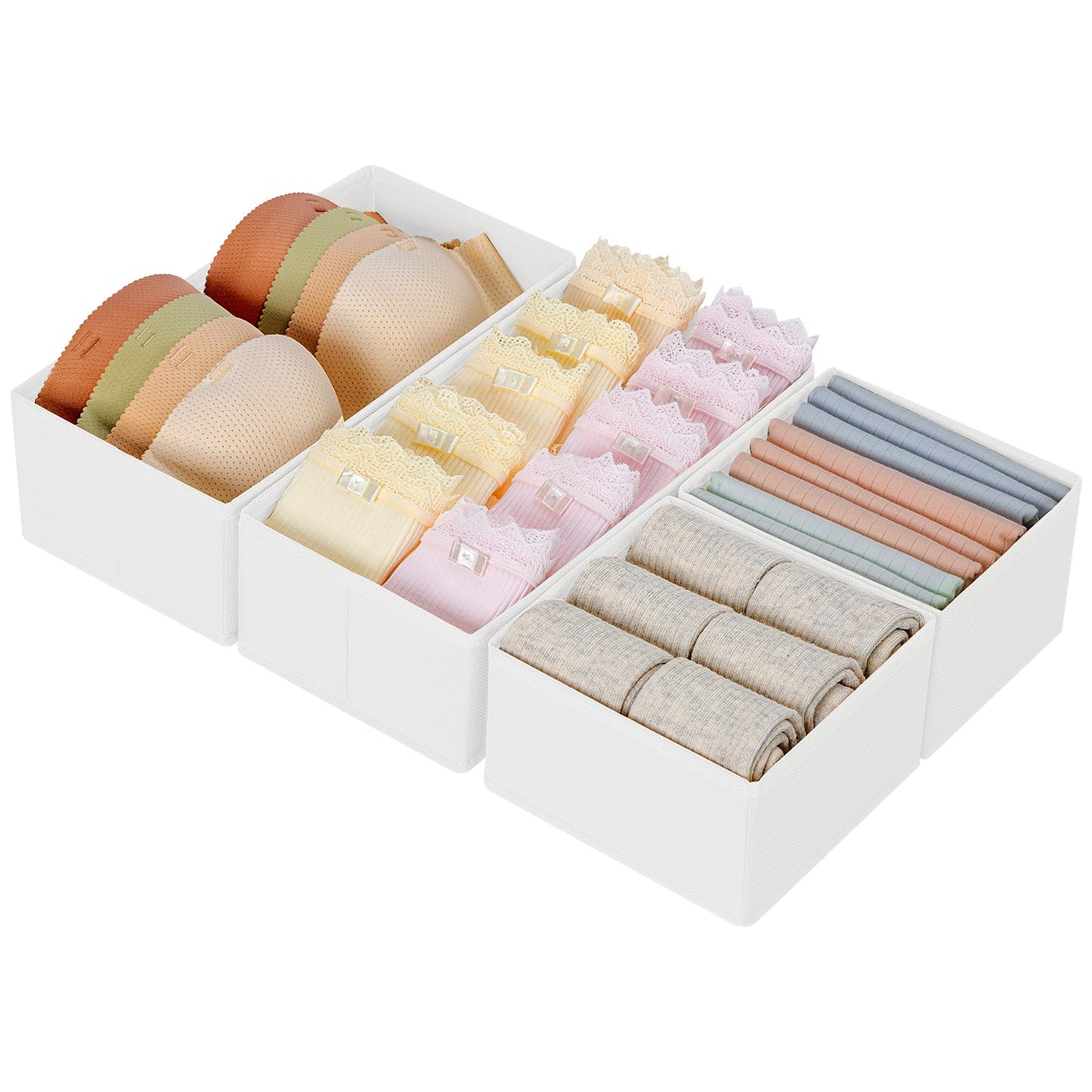 DIMJ Underwear Drawer Organiser for Baby, Dividers for Clothes, 4Pcs, White