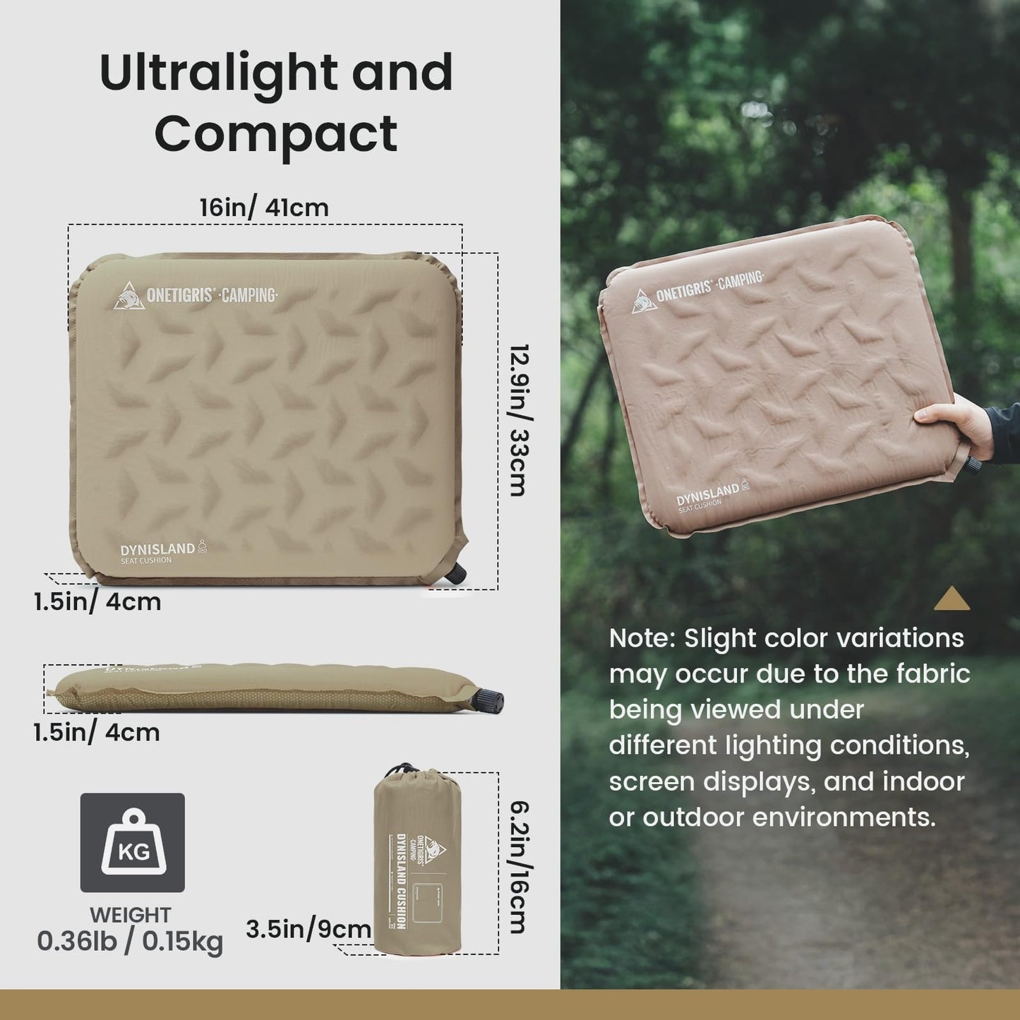 OneTigris Inflatable Seat Cushion, Lightweight Waterproof Seat Pad