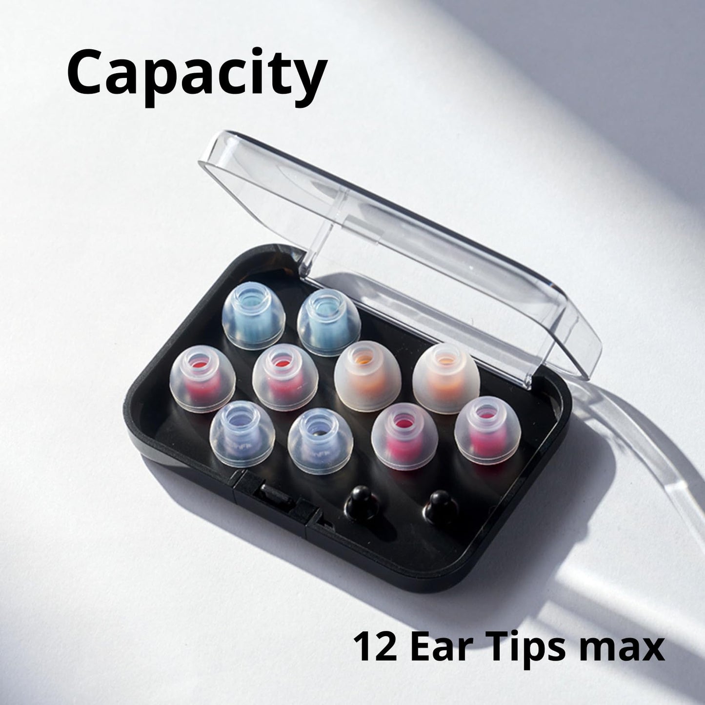 SpinFit Tip Pod - Storage Box for Ear Tips - Extra Transparent and Thick Material - BPA-Free (PCTG) (Black)