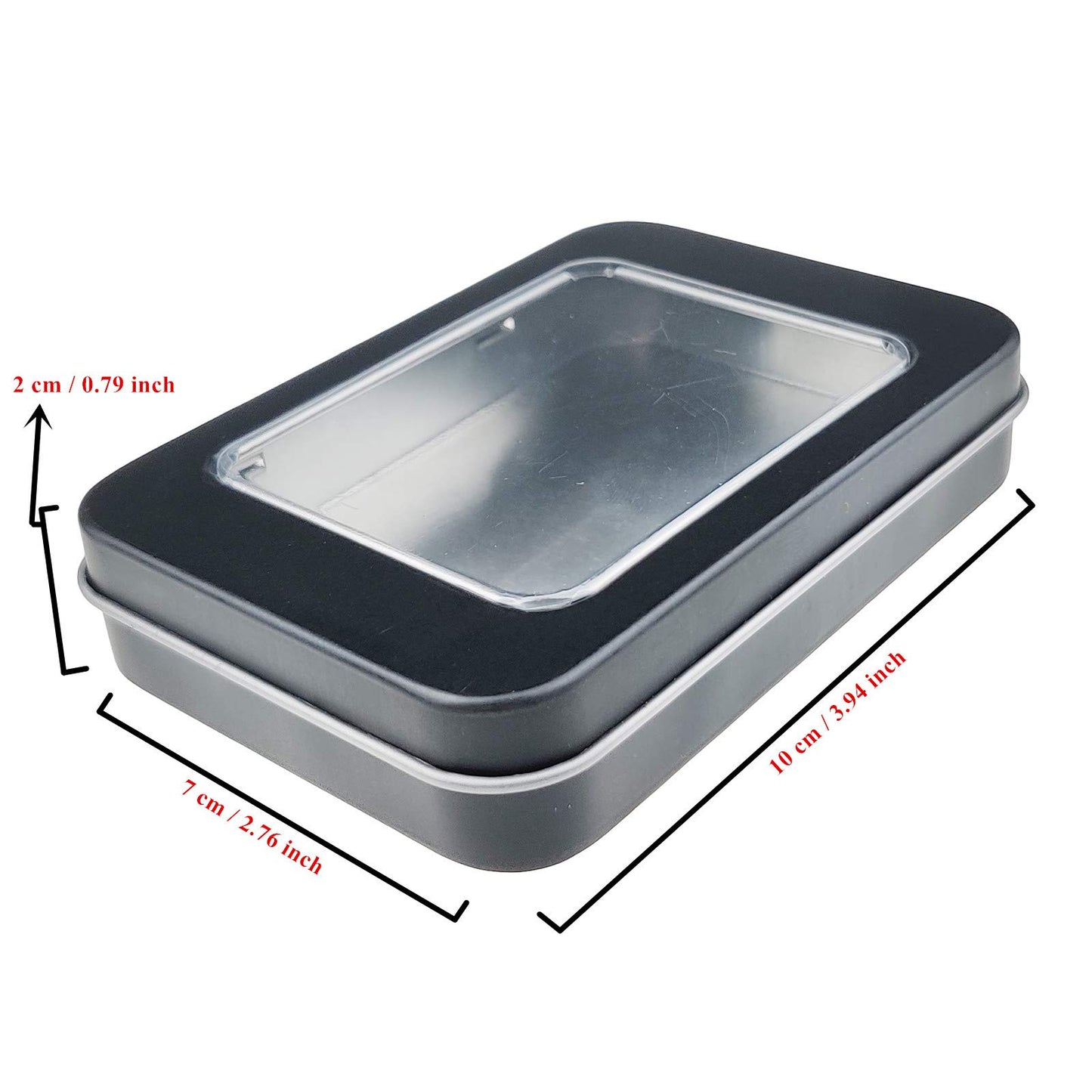 Goodma 8 Pieces Rectangular Metal Empty Hinged Tins, Black
