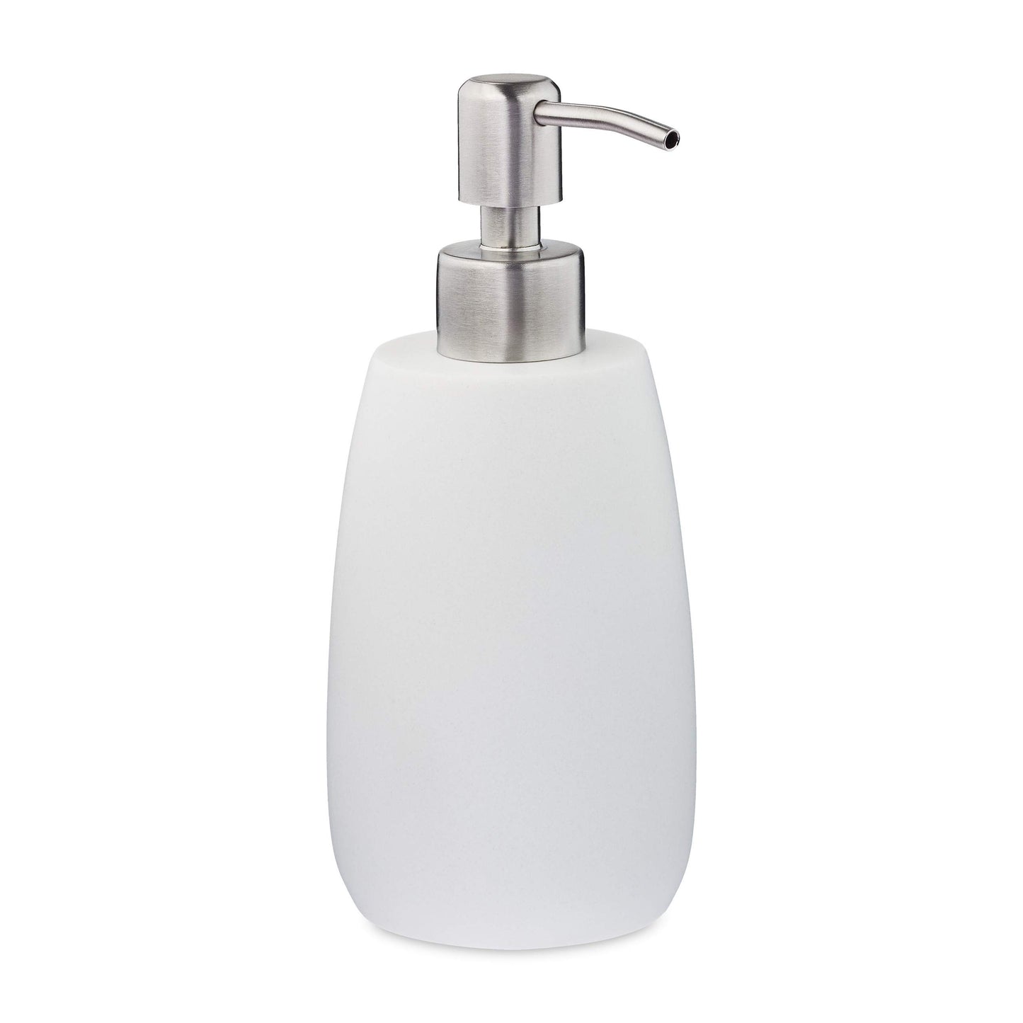 Relaxdays Soap Dispenser, Stainless Steel, White, 18 x 7.5 x 9 cm
