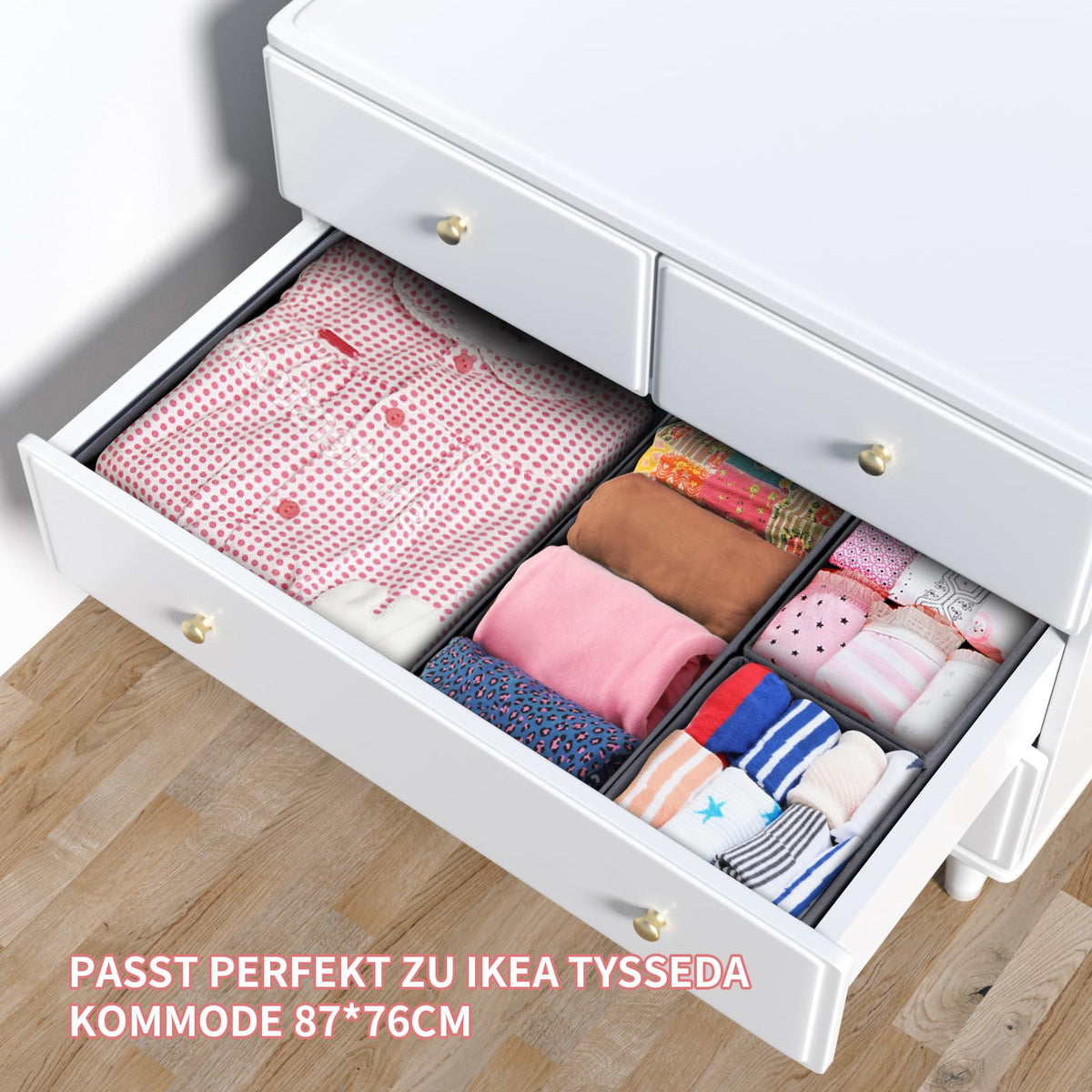 ORLISA Drawer Organisers, Drawer Dividers for Clothes, Set of 7, 3 Size Foldable Baby Drawer Organiser, Stay Organised