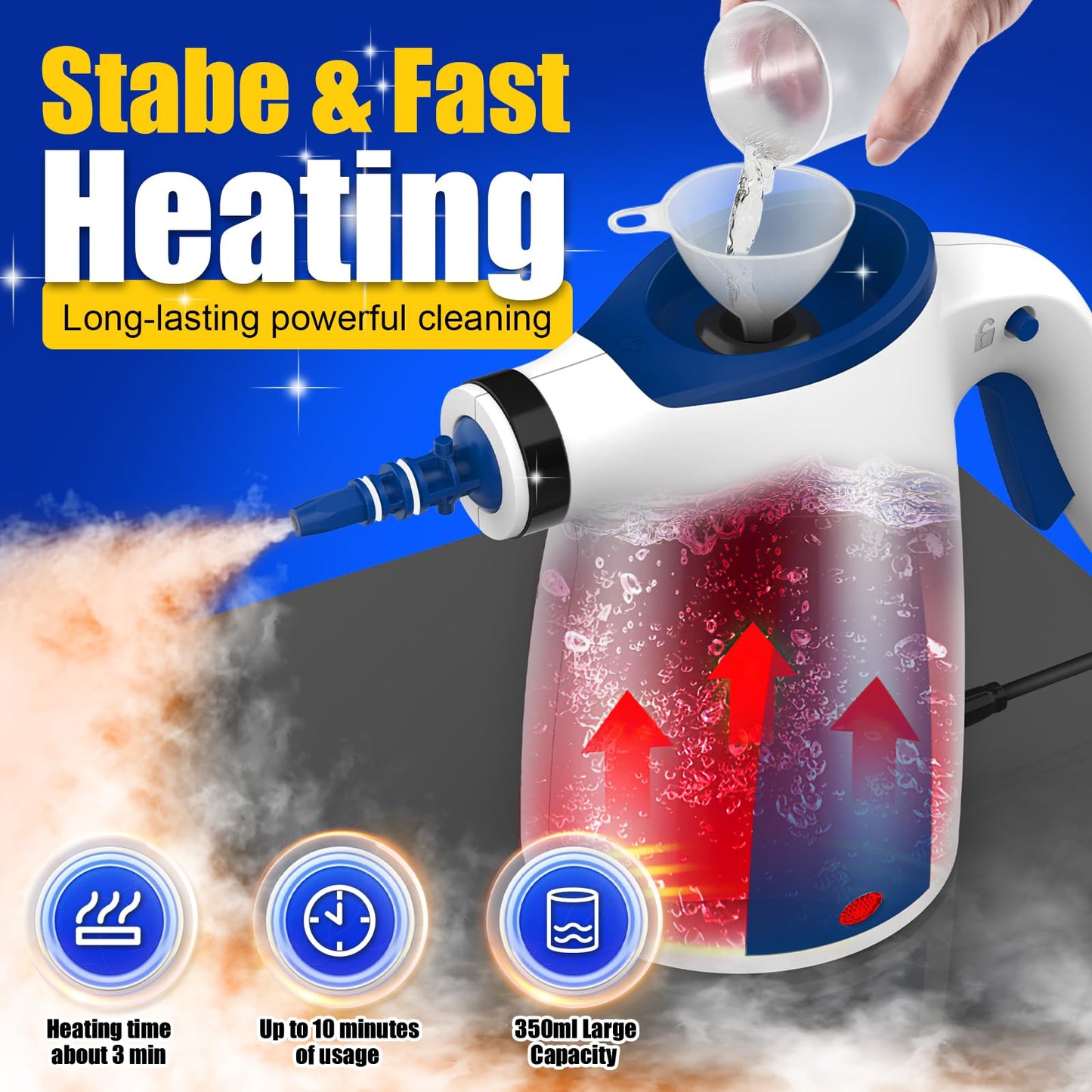 Hand Held Steam Cleaner, Portable Steam Cleaners, Steam Cleaner Handheld, Comes with 9-Piece Accessories for Multi-Surface Stain Removal, Perfect for