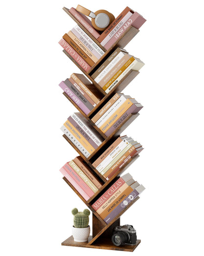 Hoctieon 10 Tier Tree Bookshelf, 10 Shelf Bookcase, Free Standing Tree Bookcase, Display Floor Standing Shelf for Books
