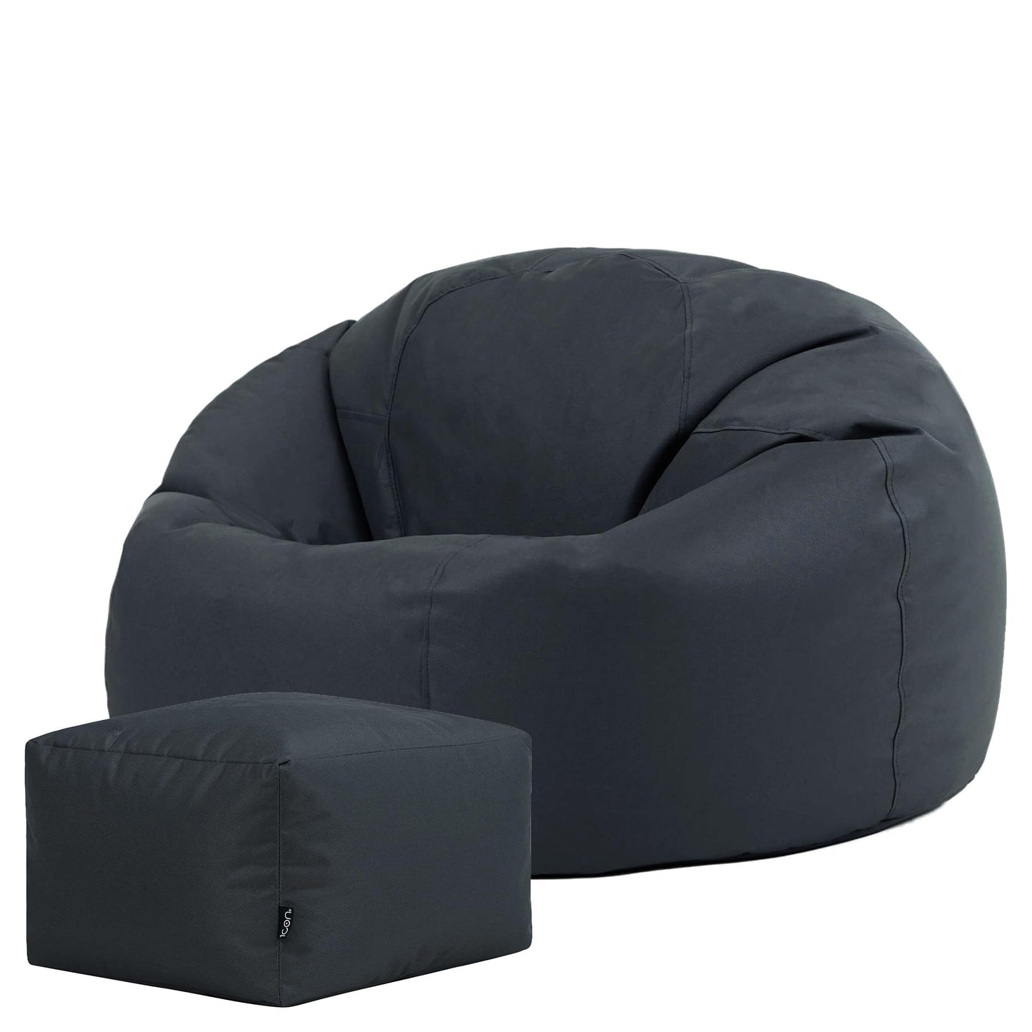 Bean Bag Bazaar Kingston Outdoor Bean Bag & Footstool with Filling, Grey