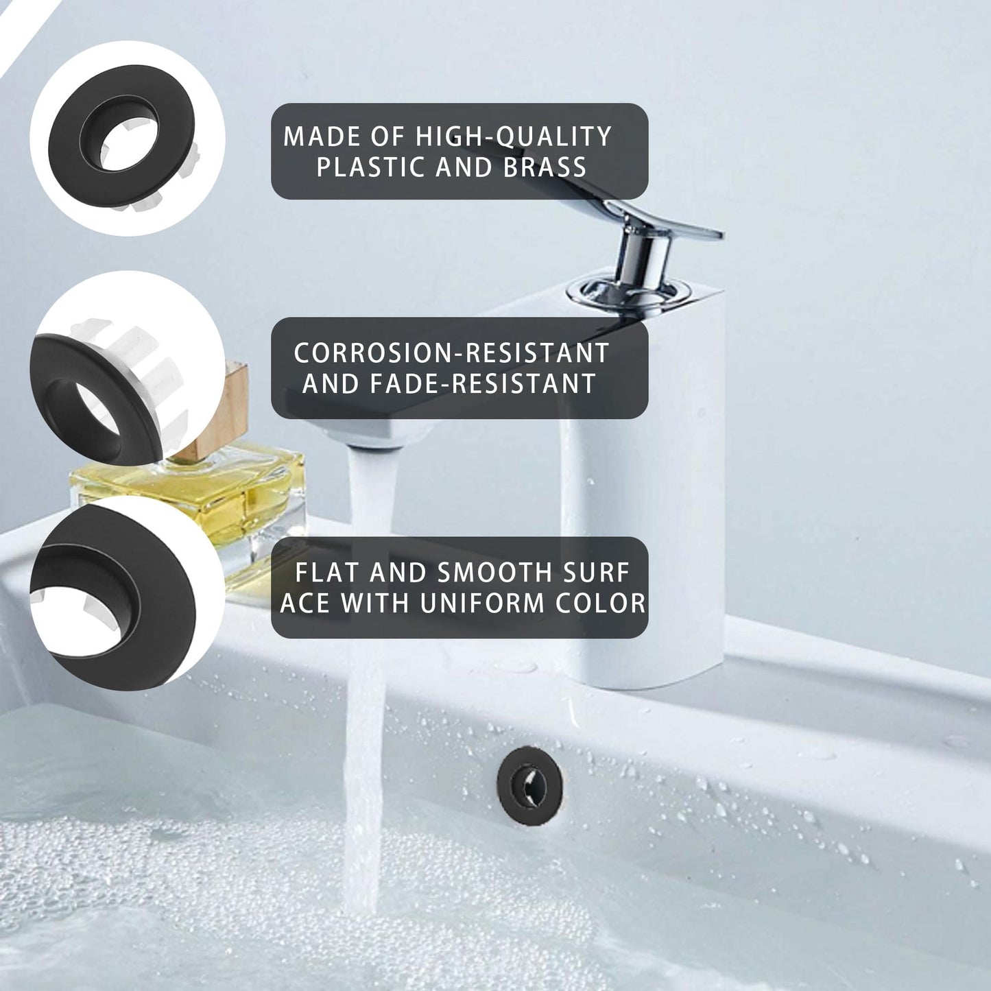 Black Brass Basin Bathroom Sink Overflow Cover