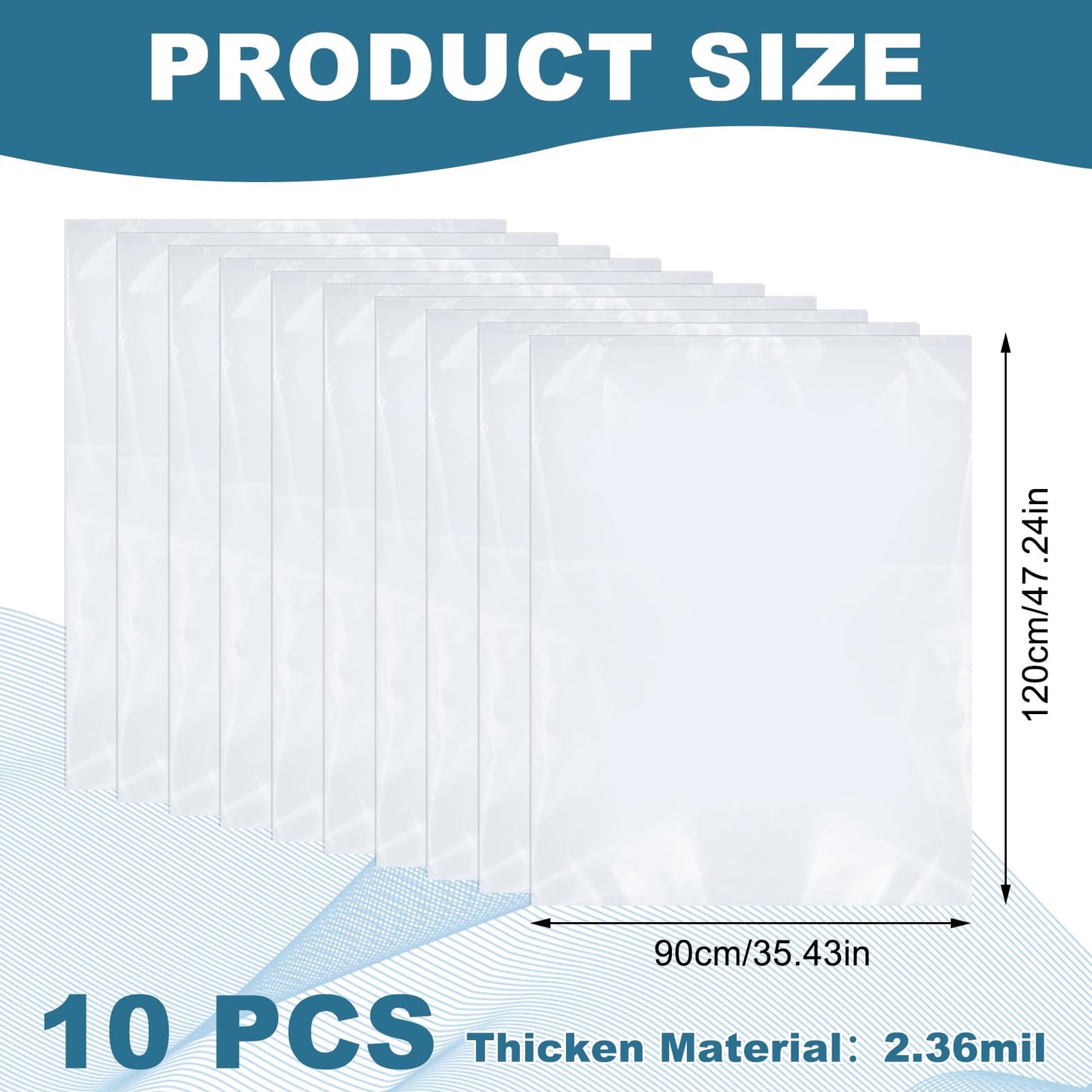 saerryor Large Clear Plastic Storage Bags,10Pcs Flat Large Plastic Bags