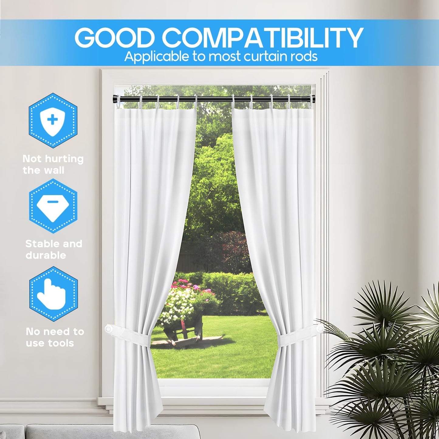 ZipGlo Extendable Curtain Poles Tension Rods for Curtains 70-130 Cm 1pcs