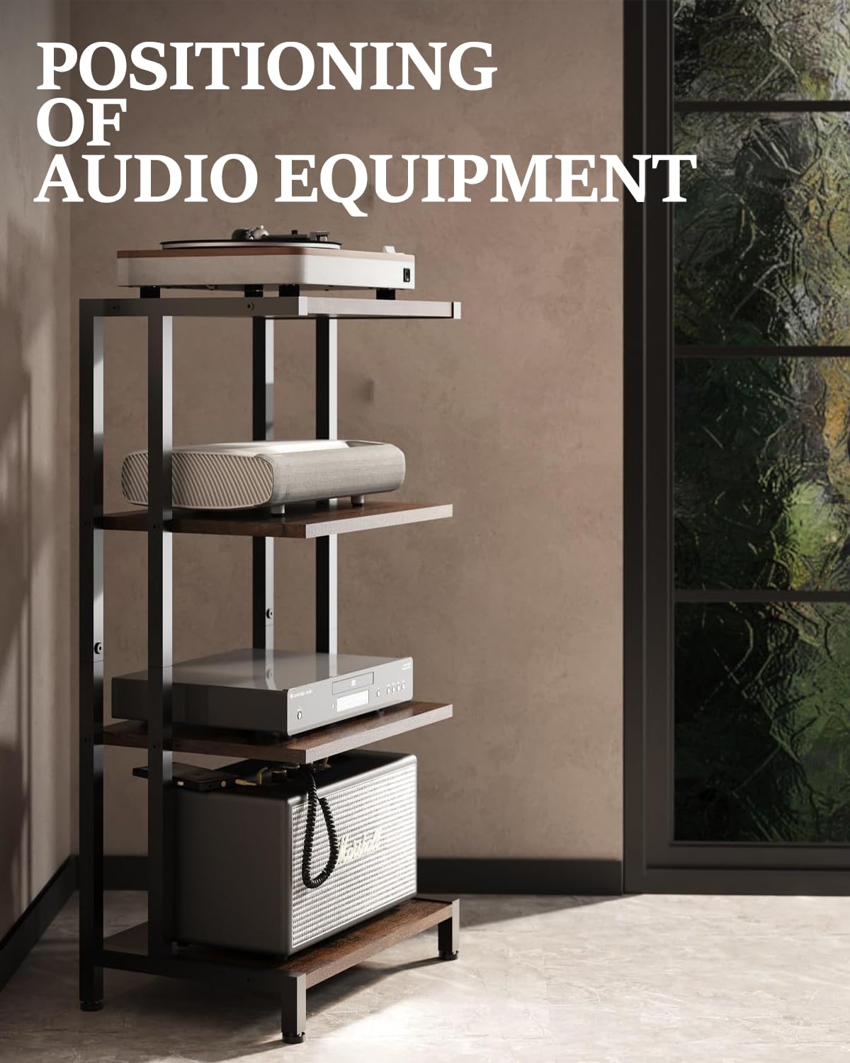 Hocomay HiFi Stand With Storage Shelf - 4-Tier - 28D x 42W x 81H cm