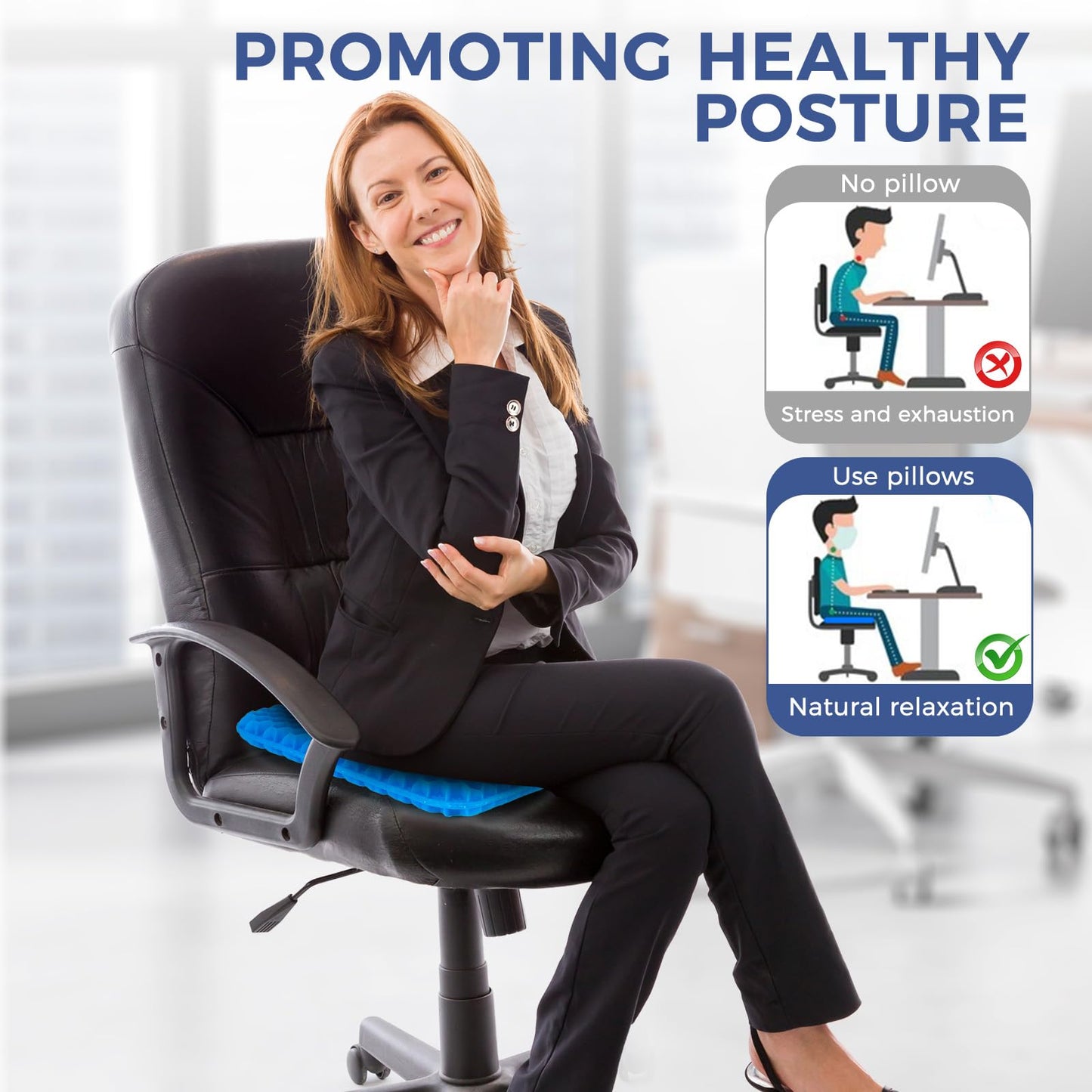 Nymblis Gel Seat Cushion, Honeycomb Cushion with Cloth Cover, Double Thick