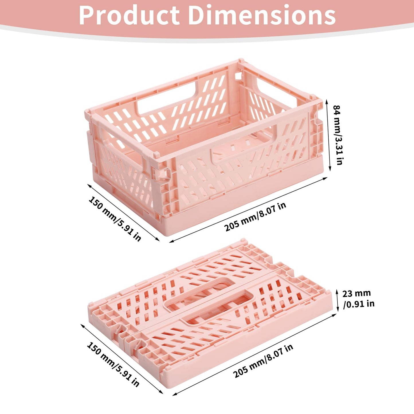 PIANKEKE 4 Pcs Collapsible Storage Boxes, Stackable Storage Baskets, Folding Crates, Foldable Basket