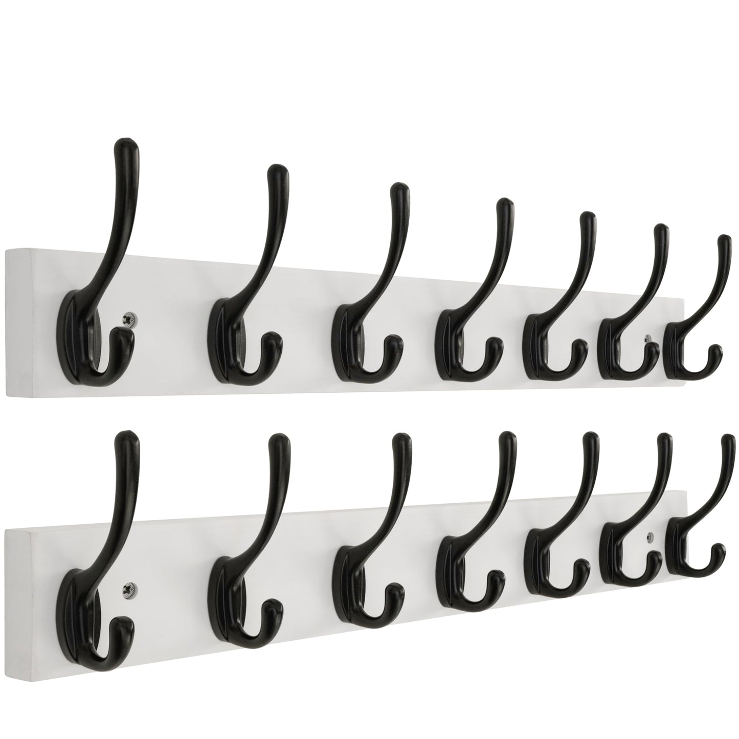 HONSKY Wall Coat Rack with 7 Double Hooks,50cm Wall Coat Hook,Wooden Coat and Towel Hanger Storage for Entryway, Bathroom, Bedroom