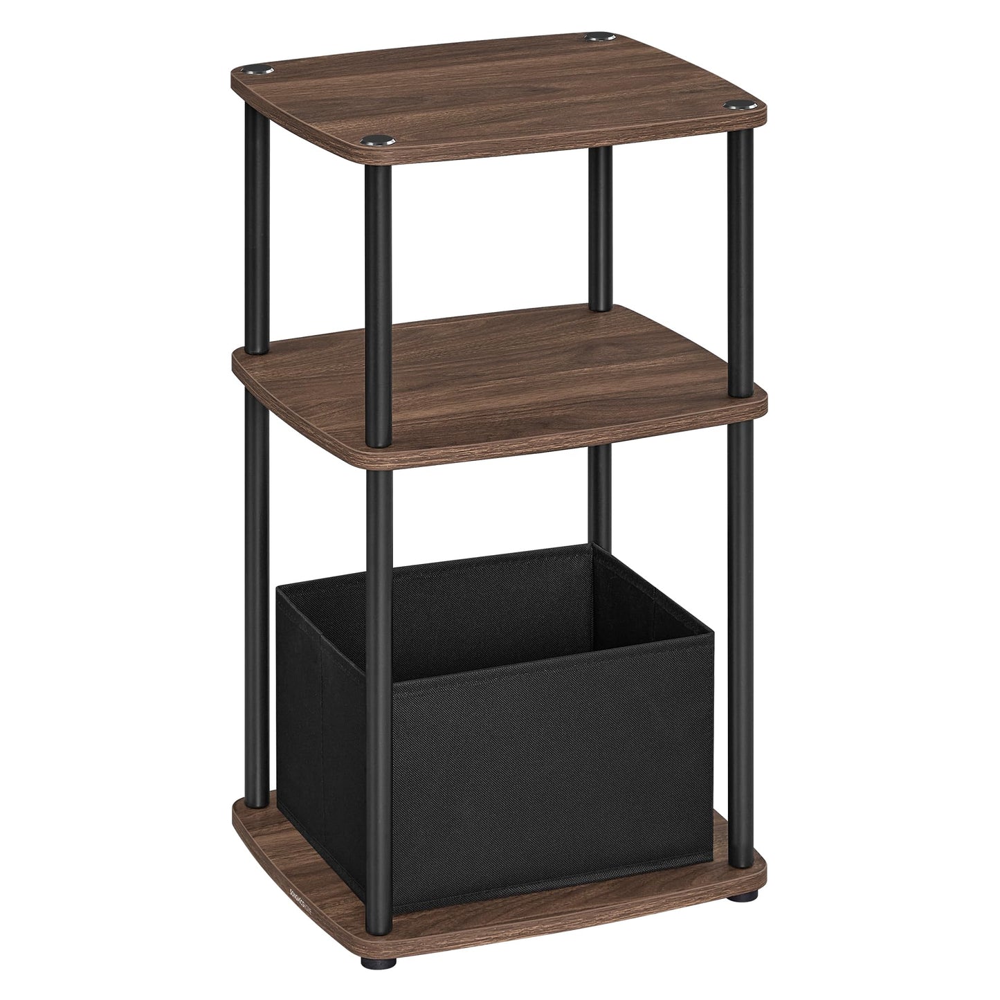 SONGMICS HOME Superfast Toolless Assembly, Side Table, 3-Tier Nightstand with Storage, Fabric Basket, for Bedroom Living Room, Steel Frame