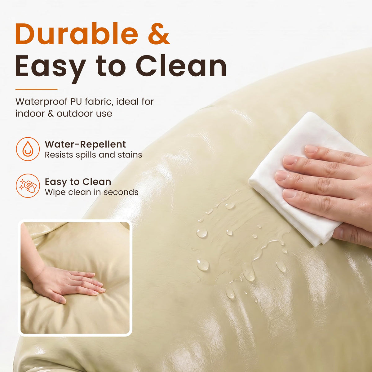 Pamapic Bean Bag, Bean Bag Chair Indoor Outdoor Weather Resistant, Large Beanbag Sofa with Footstool, BeanBag Adult with FIlling Included