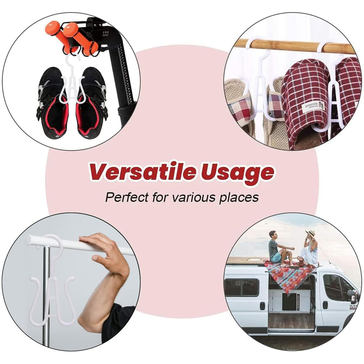 FIBOUND 8 Pieces Double Plastic Shoe Hangers, Plastic Slippers Display, Slipper Display, Suitable for Shoe Shops and Household Use White, Black