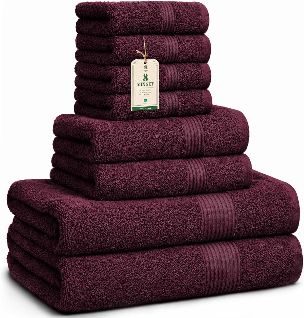 HomeBurg Luxe Set – Washcloths 30 x 30cm, Hand Towels 40 x 70cm & Bath Towels 65 x 137 cm – 100% Cotton, Soft, Absorbent, Easy Care, Versatile