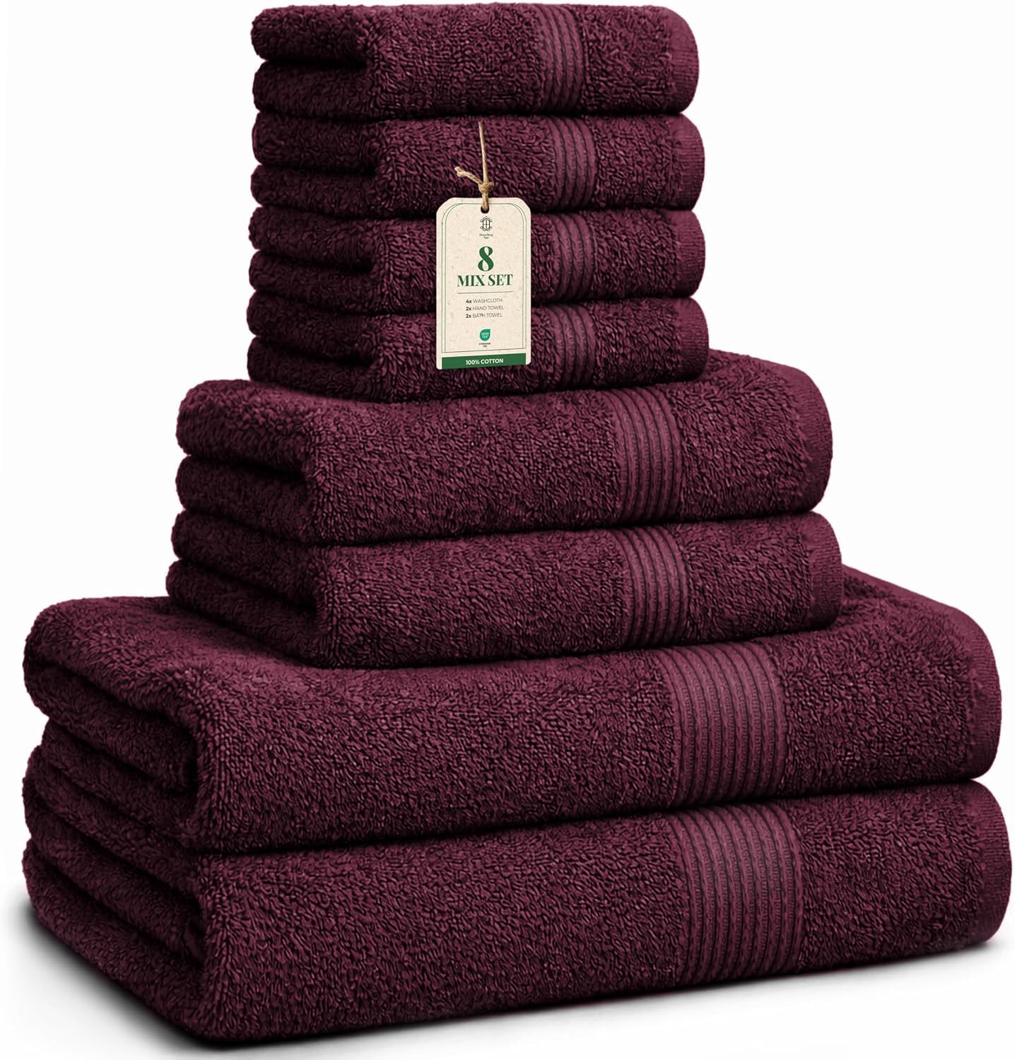 HomeBurg Luxe Set – Washcloths (30 x 30cm), Hand Towels (40 x 70cm) & Bath Towels (65 x 137 cm) – 100% Cotton, Soft, Absorbent, Easy Care, Versatile