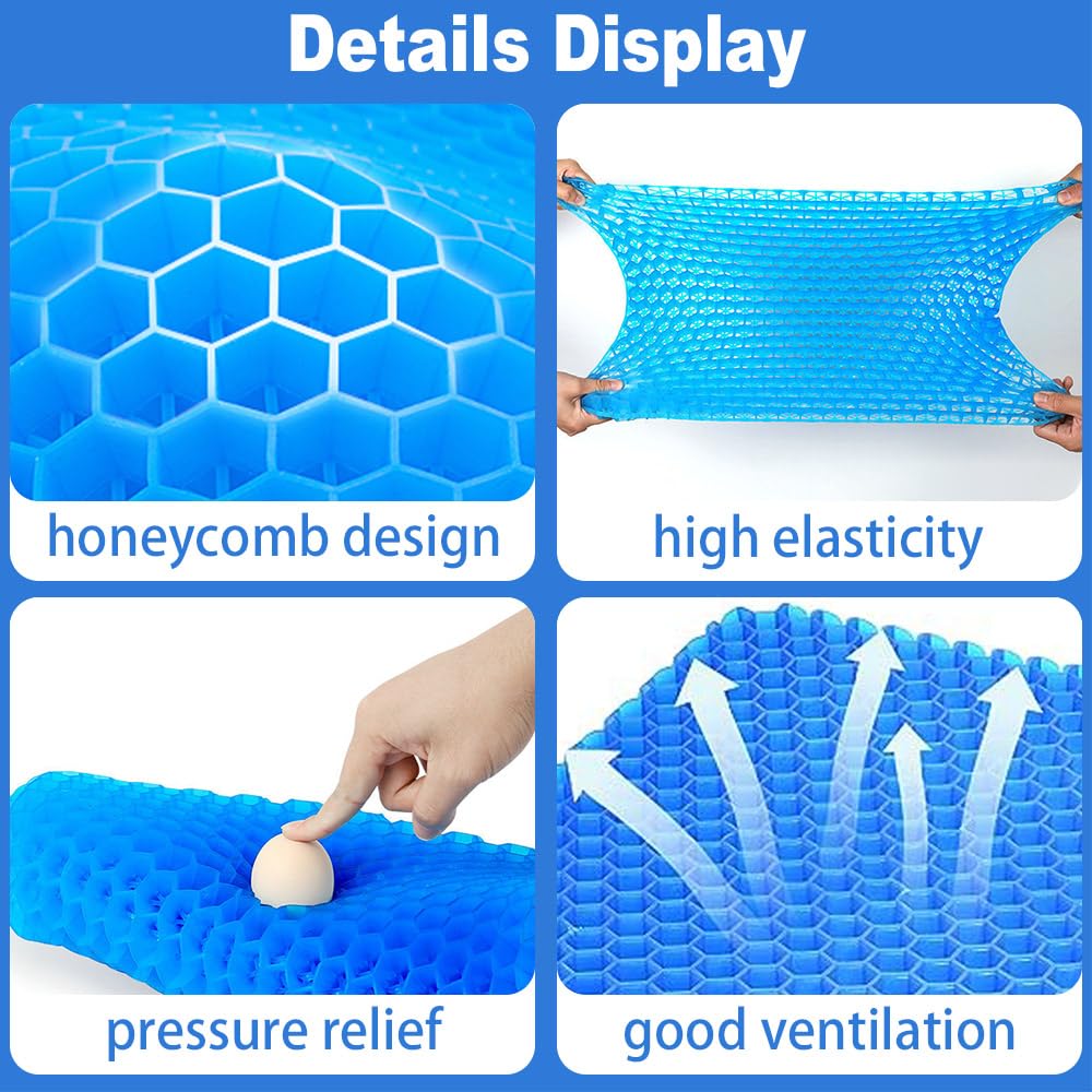 Chair Cushions,Car Seat Cushion,Honeycomb Gel wheelchair Cushion for Driving,Airplane,Travel,Orthopedic,Coccyx,Office,Desk,Pressure