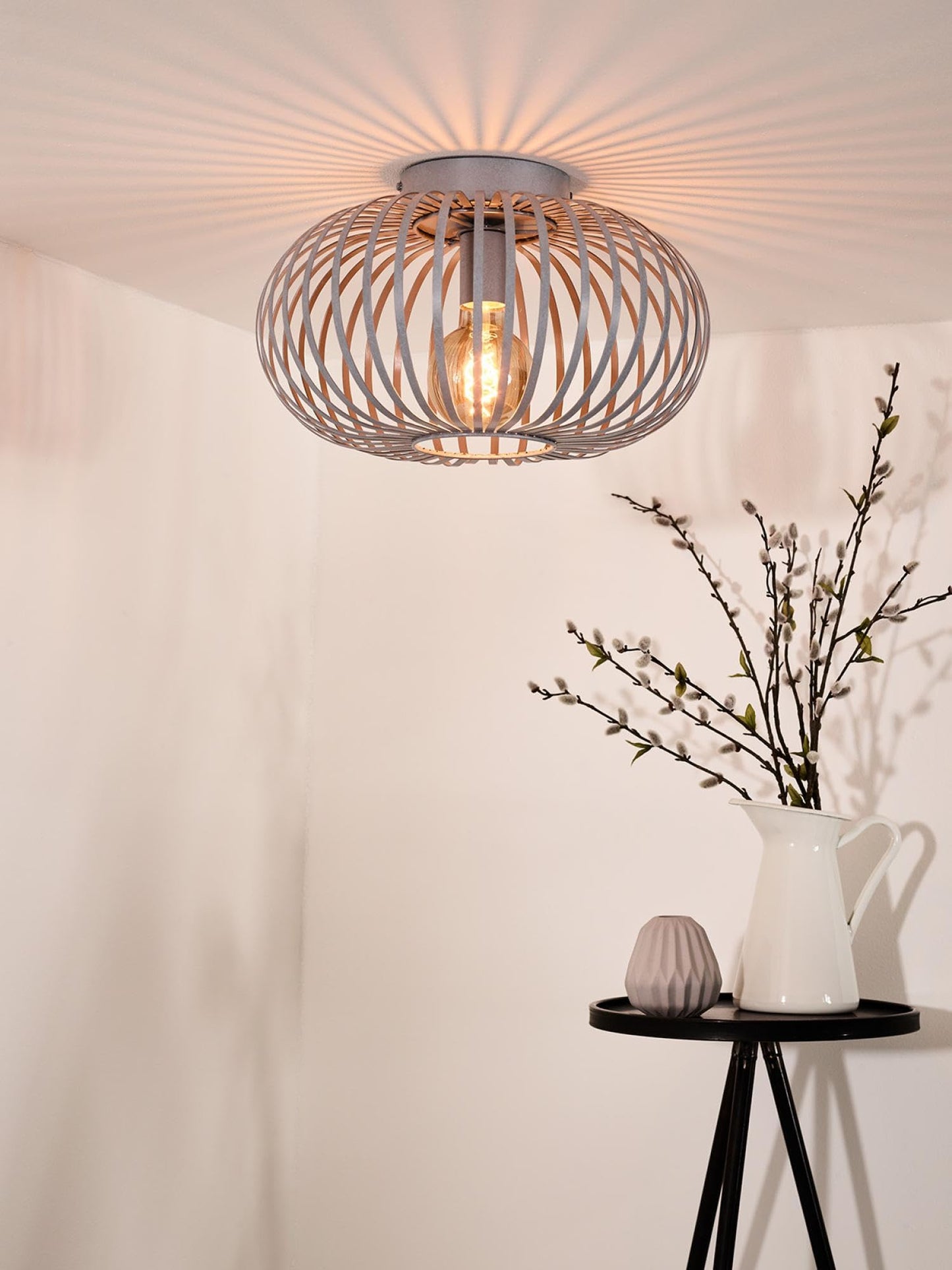 LUCIDE Manuela - Flush Ceiling Light -  39,5 cm - 1xE27 - Grey