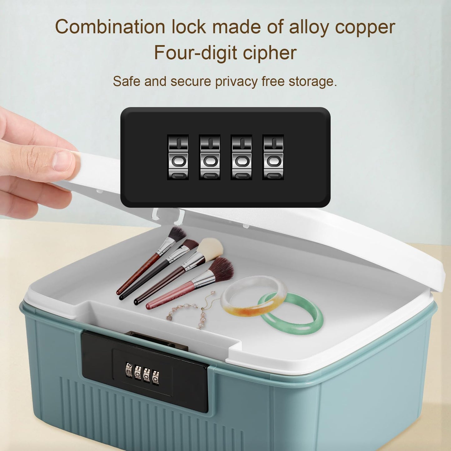 Dandelionsky Lockable Box Large Medicine Box with Combination Lock, 25×20×10cm Fridge Box with Built in Removable Tray