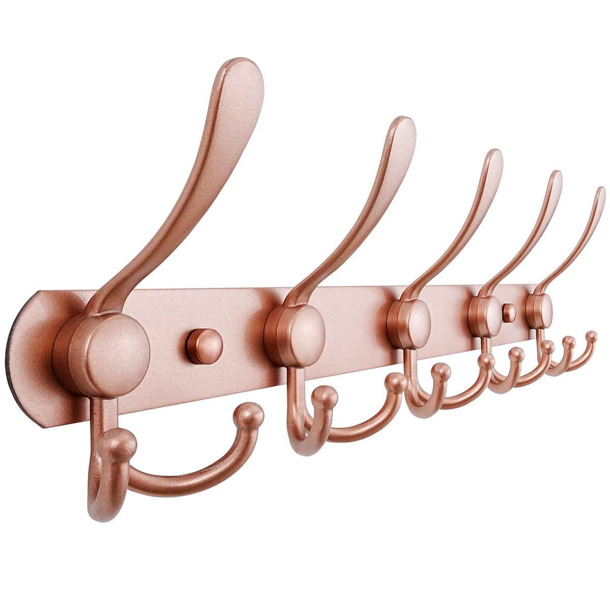 Dseap Coat Rack Wall Mounted - 5 Tri Hooks, Heavy Duty, Stainless Steel, Metal Coat Hook Rail for Coat Hat Towel Purse Robes Mudroom Bathroom