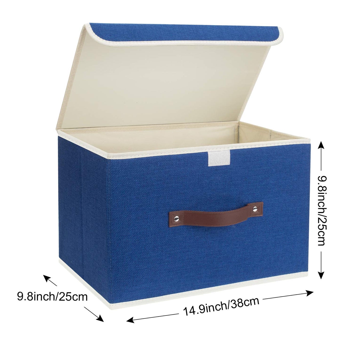 TYEERS Collapsible Storage Box with Lid, Fabric Storage Box for Clothes, Wardrobe Storage, 38x25x25 cm, Set of 5, Classic Blue