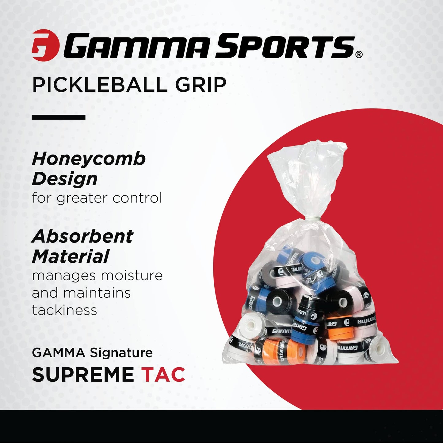 Gamma Supreme Bulk Overgrip/60 Grip Refill Bag, Assorted