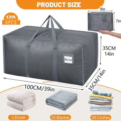 Dntorx 4 Pack 120L Moving Bags and Storage Bag Dorm Moving Essential, Gray