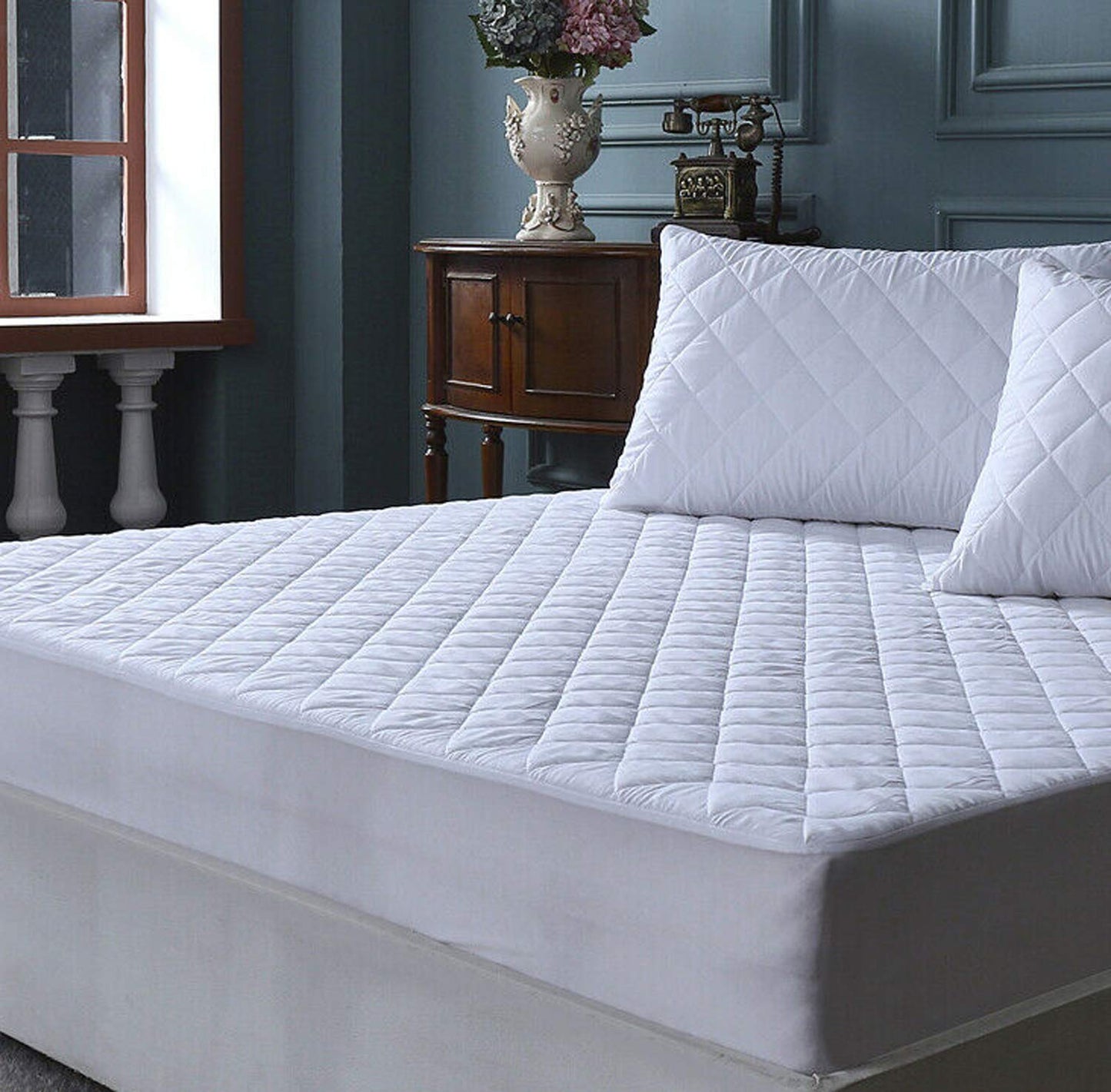 MAS International Ltd Quilted Super King Mattress Protectors - Hypoallergenic Deep Fitted Mattress Cover for Bed