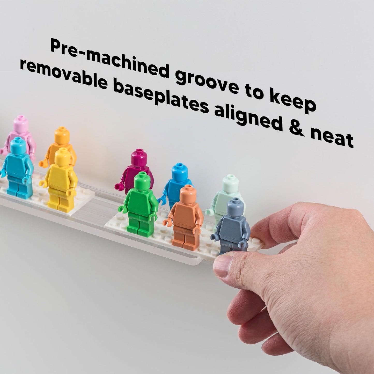 Tapeera 3-Pack Minifigure Display Shelves Compatible with LEGO, Acrylic Floating Shelf with Baseplate Studs