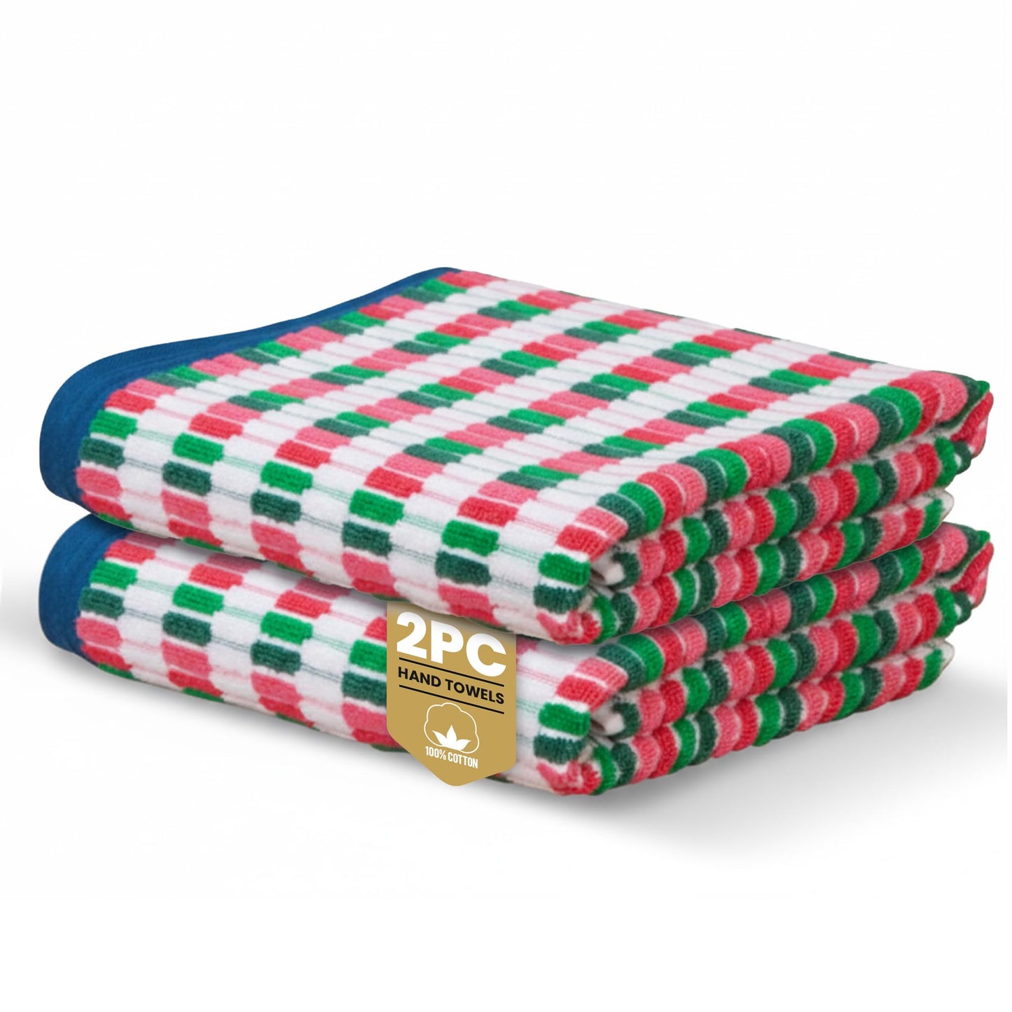 Rapport Home Santa Cruz Hand Towels 2 Pack | Multi | 50x85cm | Luxurious 500GSM 100% Cotton | Oeko-Tex Certified Absorbent & Soft Bathroom Towel Set
