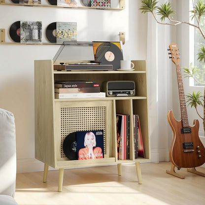 Kiasthome Vinyl Record Storage Cabinet, Large Record Player Stand with Open Shelf