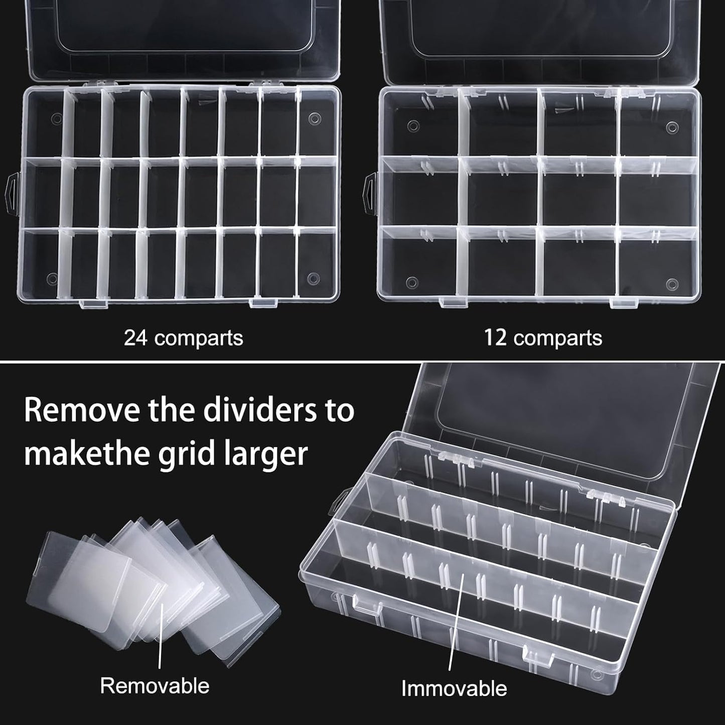 Taiyyi Set of 24 Adjustable Plastic Storage Boxes for Small Parts