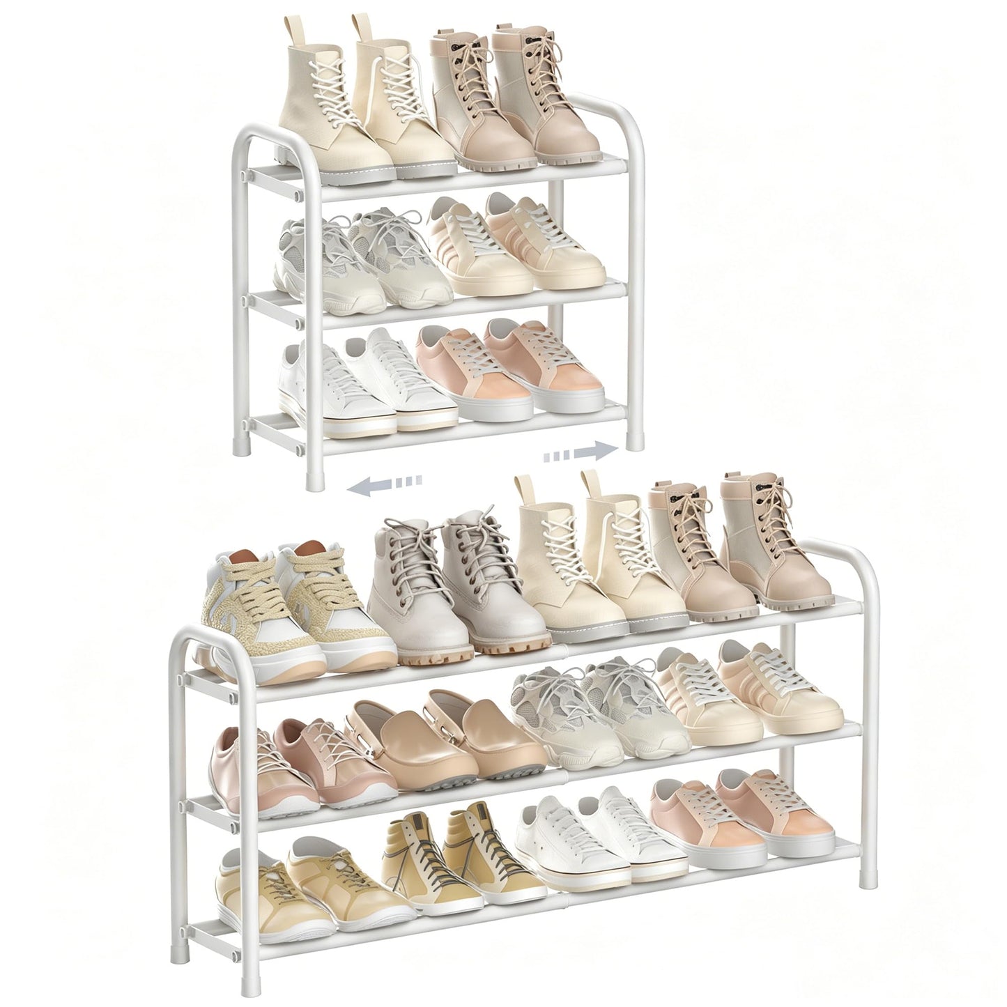 ENJOYBASICS Expandable Shoe Rack, 3 Tier Adjustable Shoe Storage Shelf