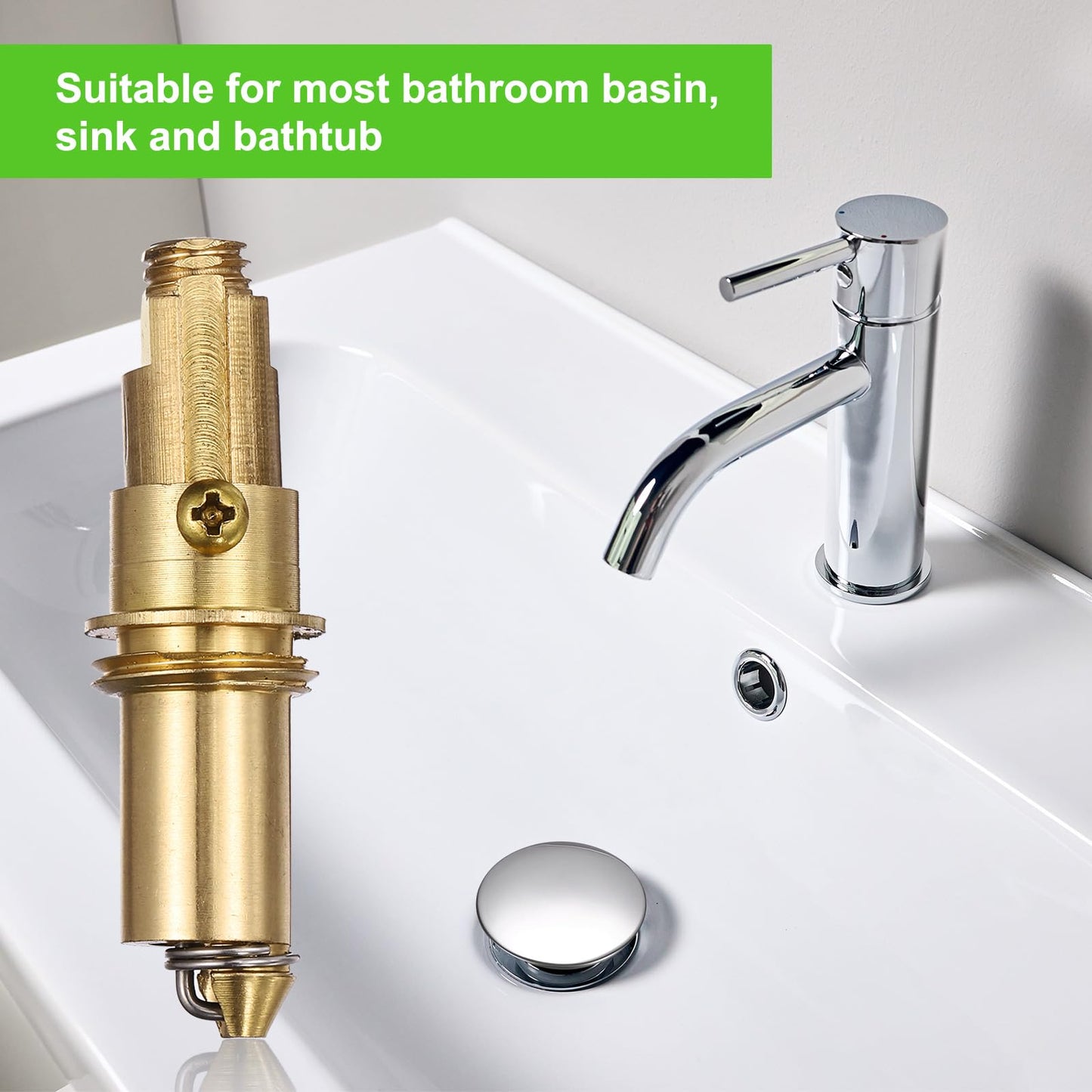 sourcing map Basin Sink Clicker, Replacement Sink Basin Clicker Brass Push Spring Plug for Home Bathroom Bathtub Sinks Drain Stopper