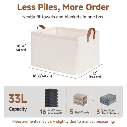 StorageWorks Fabric Storage Boxes for Shelves, Large Storage Baskets with Metal Frame, Foldable Clothes Storage Boxes