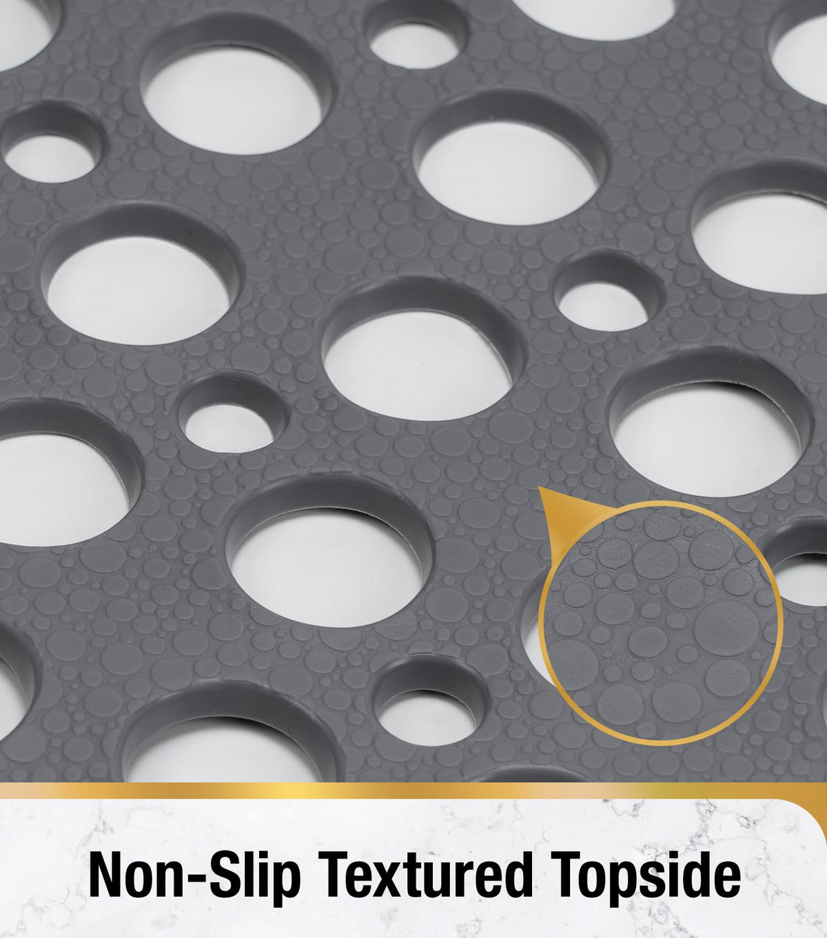 HITSLAM Square Shower Mat Non Slip Anti Mould, 53 x 53 cm TPE Bath Mat for Tub Anti Slip