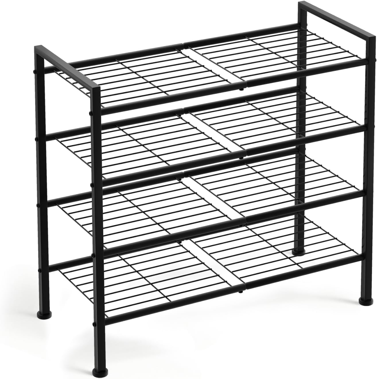 DongRong 4-Tier Shoe Rack, Metal Shoe Storage Organizer, Black