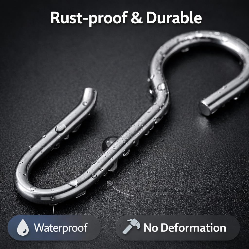 Shower Curtain Hooks, Rust-Resistant for Bathroom Rails, 20 Pack, Silver