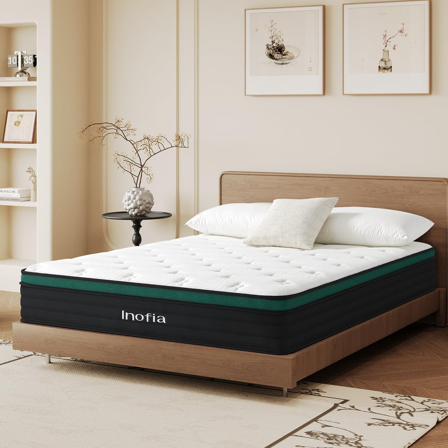 Inofia Small Double Mattresses 4FT, 10.6 Inch Hybrid Mattress with Zoned Pocket Spring