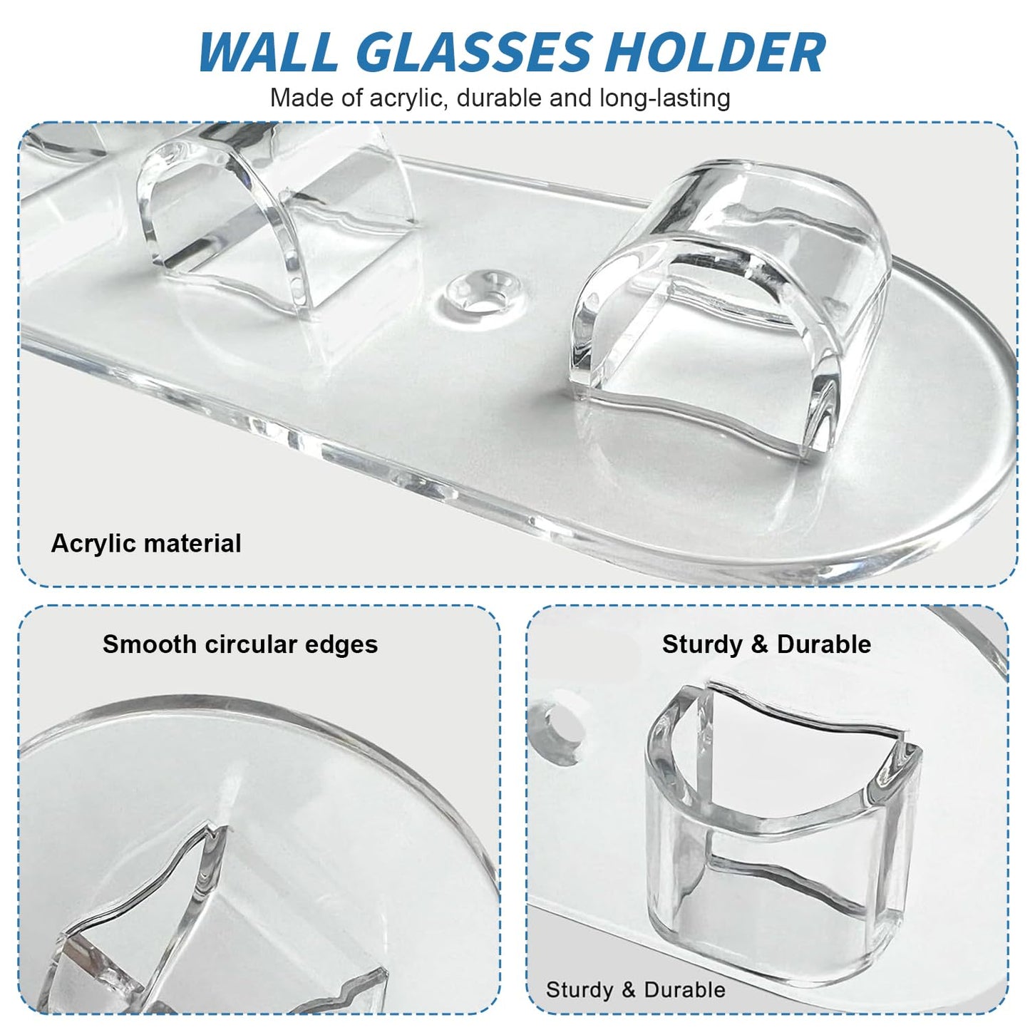 xyuayamz Sunglasses Organizer, Wall Mounted Sunglasses Organizer, Transparent Acrylic Glasses Holders, No Drilling Cradle, 6 Slot Sunglasses Display
