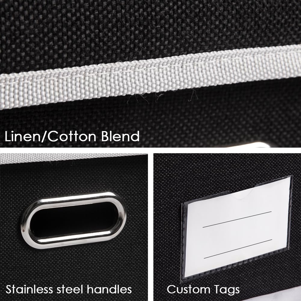 Prandom Storage Boxes with Lids Large,Collapsible Linen Fabric Storage Box,Decorative Bins,Really Useful Box,Clothing